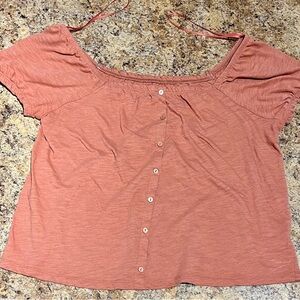 SO Pink Puff Sleeve Crop Blouse